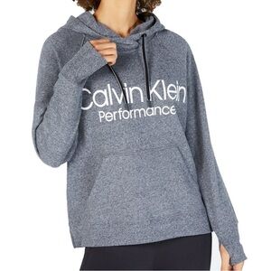Calvin Klein Performance Women's Sweatshirt Thumb Holes Cowl Neck Gray Size